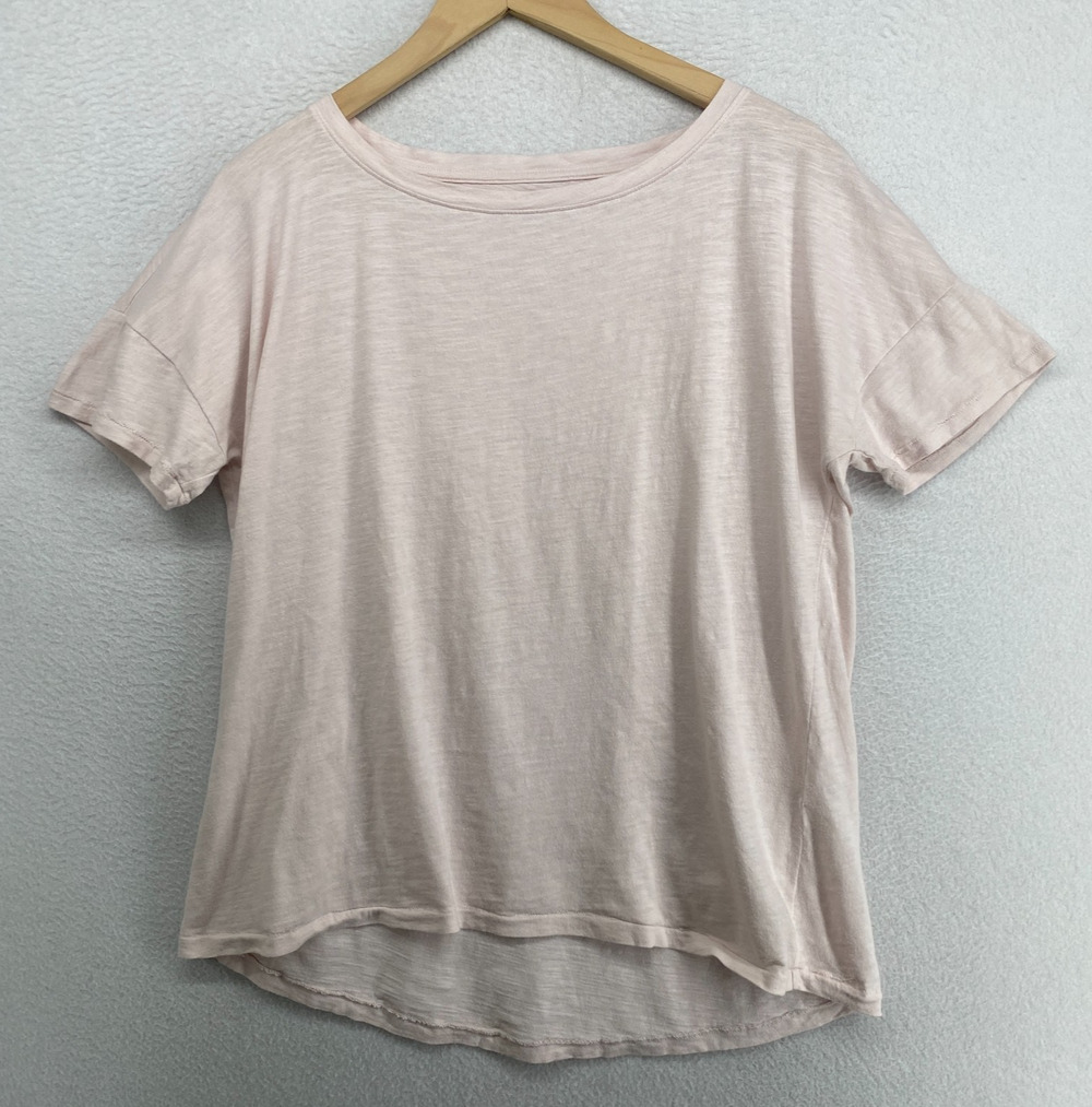 EILEEN FISHER Top 2XS Organic Cotton Slub Jersey Crew Neck Dolman Sleeve Pink
